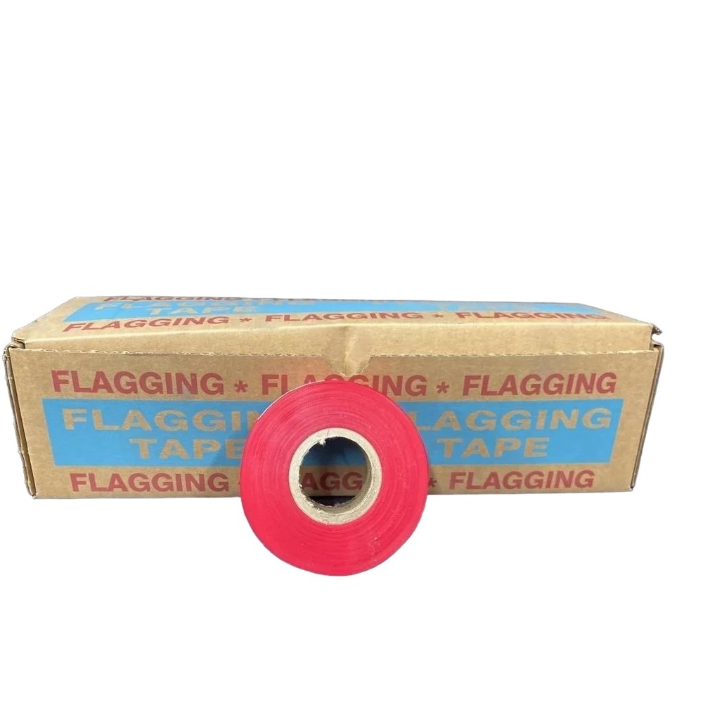 RED Flagging Tape  1-3/16 in x 150 ft,  No Adhesive / 3 Red Rolls‎ per Lot